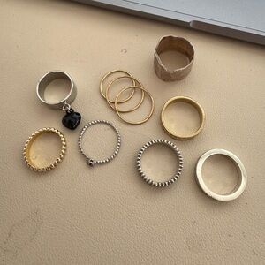 Elegant Gold and Silver Ring Set of 10